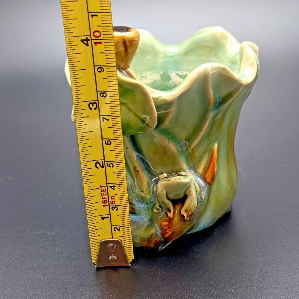 Planter Vase Art Pottery Frog Drip Glaze Coastal Studio Ceramic Sculptural Decor